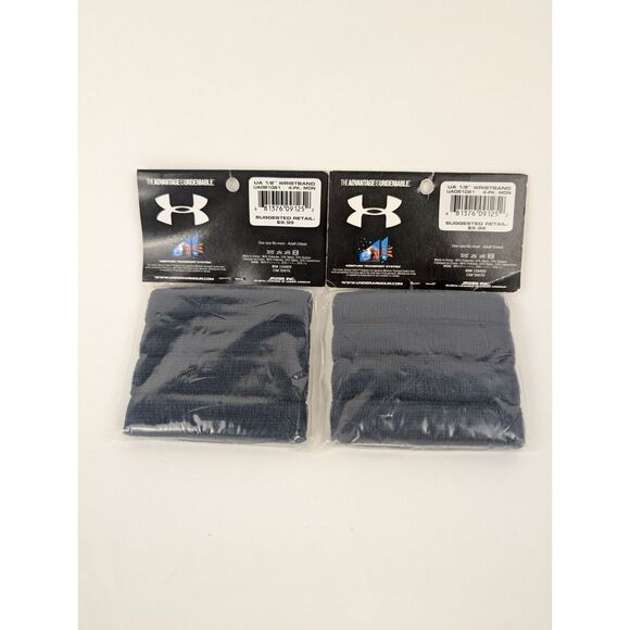Under Armour Performance Sweatbands 1/2" Lot Of 2pkg (8 Ttl bands) Navy Blue NWT - Picture 2 of 4